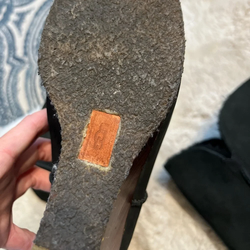 UGG Black Tall Wedge Winter Boots - Picture 15 of 16